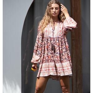 Tanah Folk Boho Floral Long Sleeve Flowy Dress L/XL